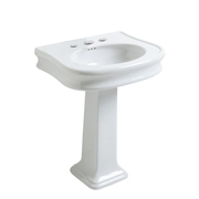 Whitehaus Pedestal Sink W/ Integrated Oval Bowl, Seamless Rnded Trim, Rear Overflo LA10-LA03-3H
